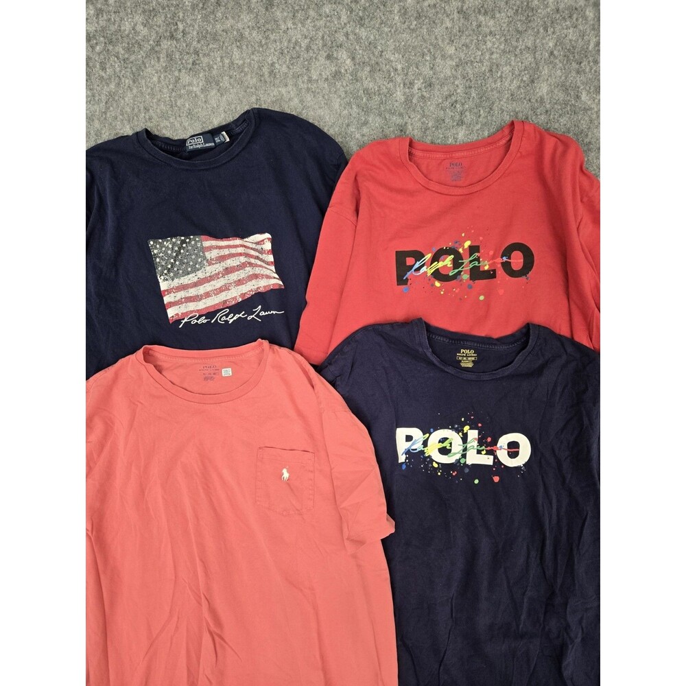 Lot of 4 Ralph Lauren Polo Mens T Shirts 3XLT Classic Fit  Crew GraphiC Big Pony